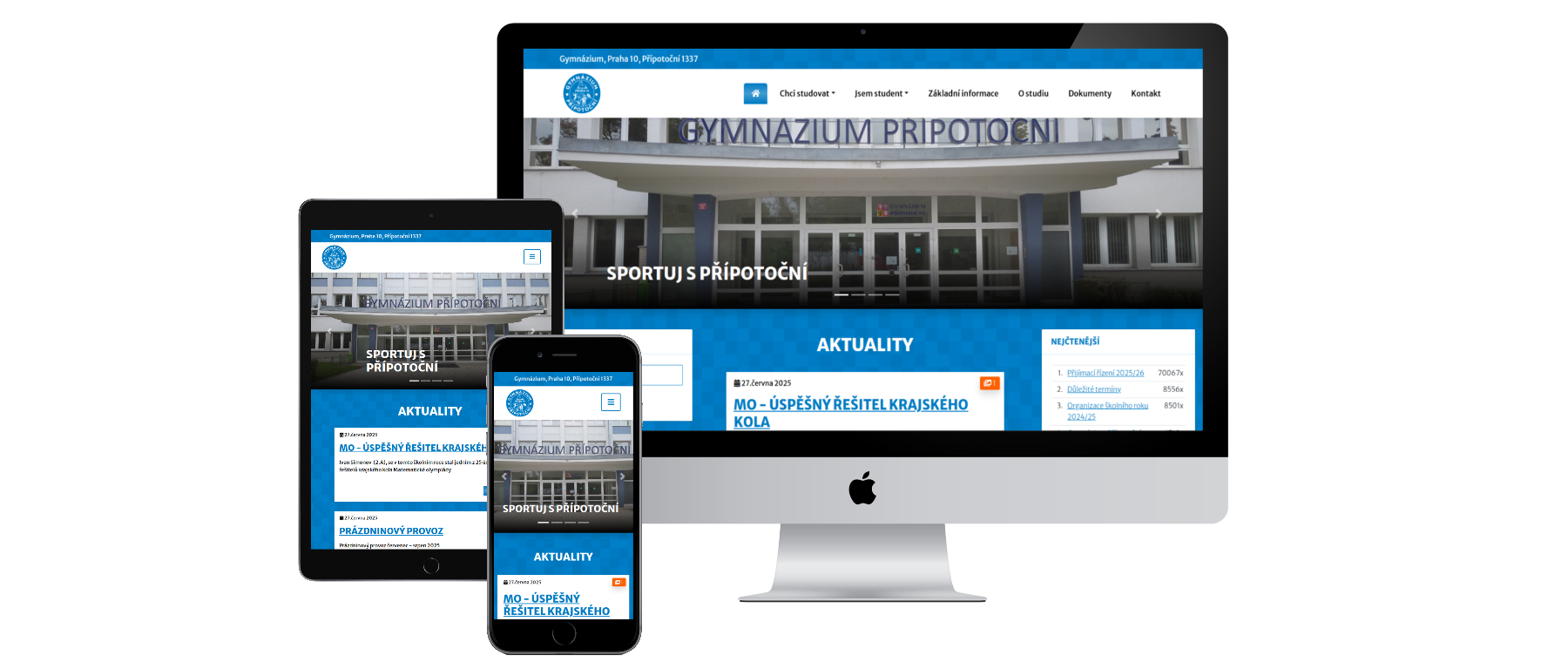 Ukázka webu Gymnázium Přípotoční, Praha